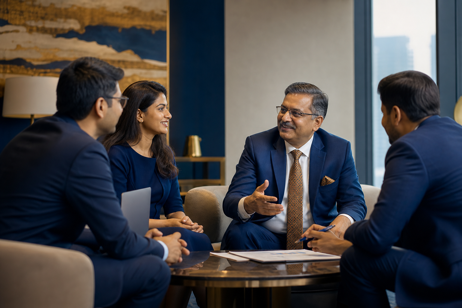 PCRED advisors in a strategic client meeting